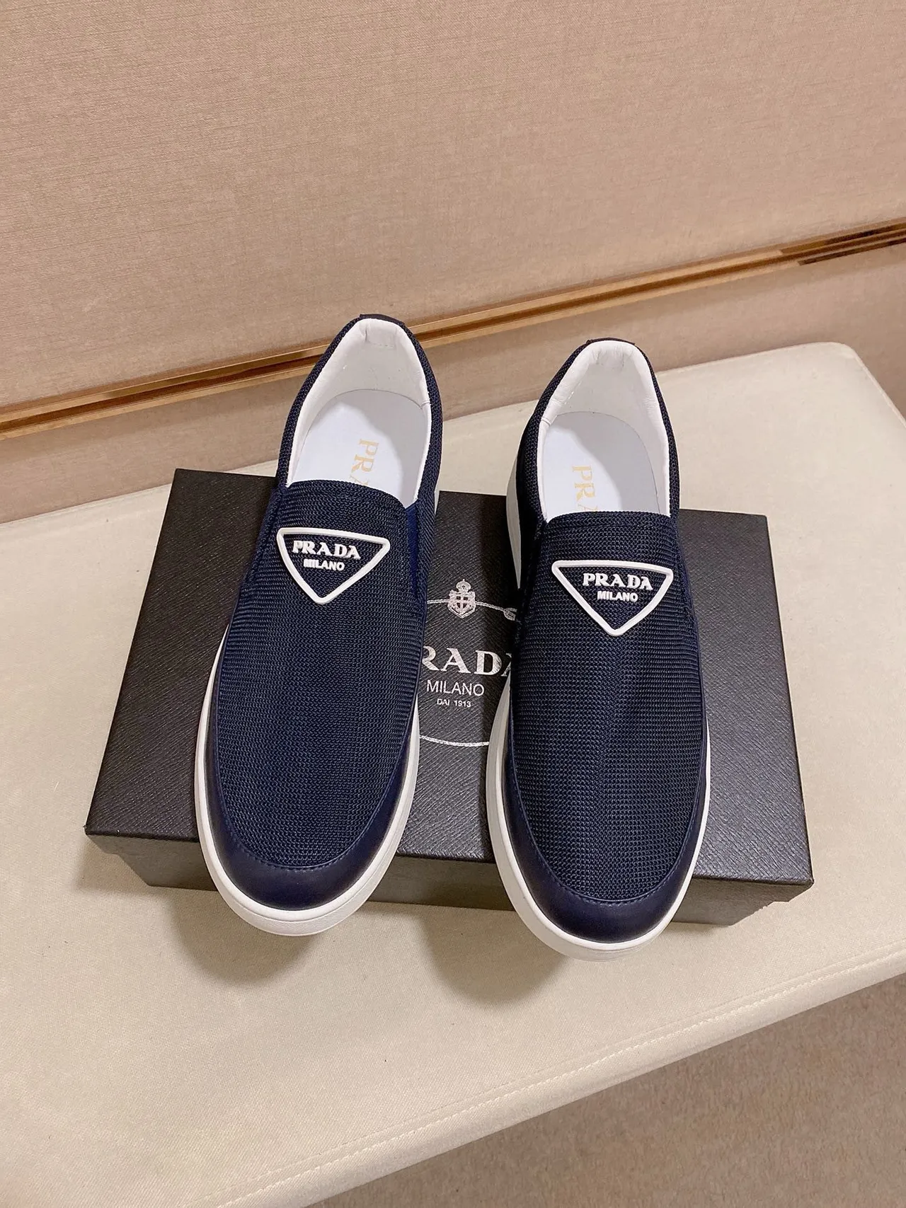 Navy Blue Mesh Slip-On Platform Casual Shoe 6