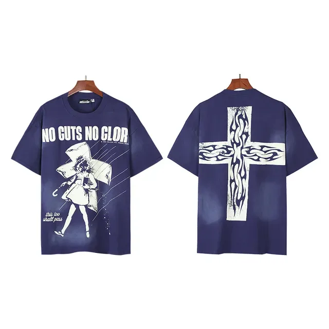 Navy Blue Oversized Graphic Print T-Shirt 4