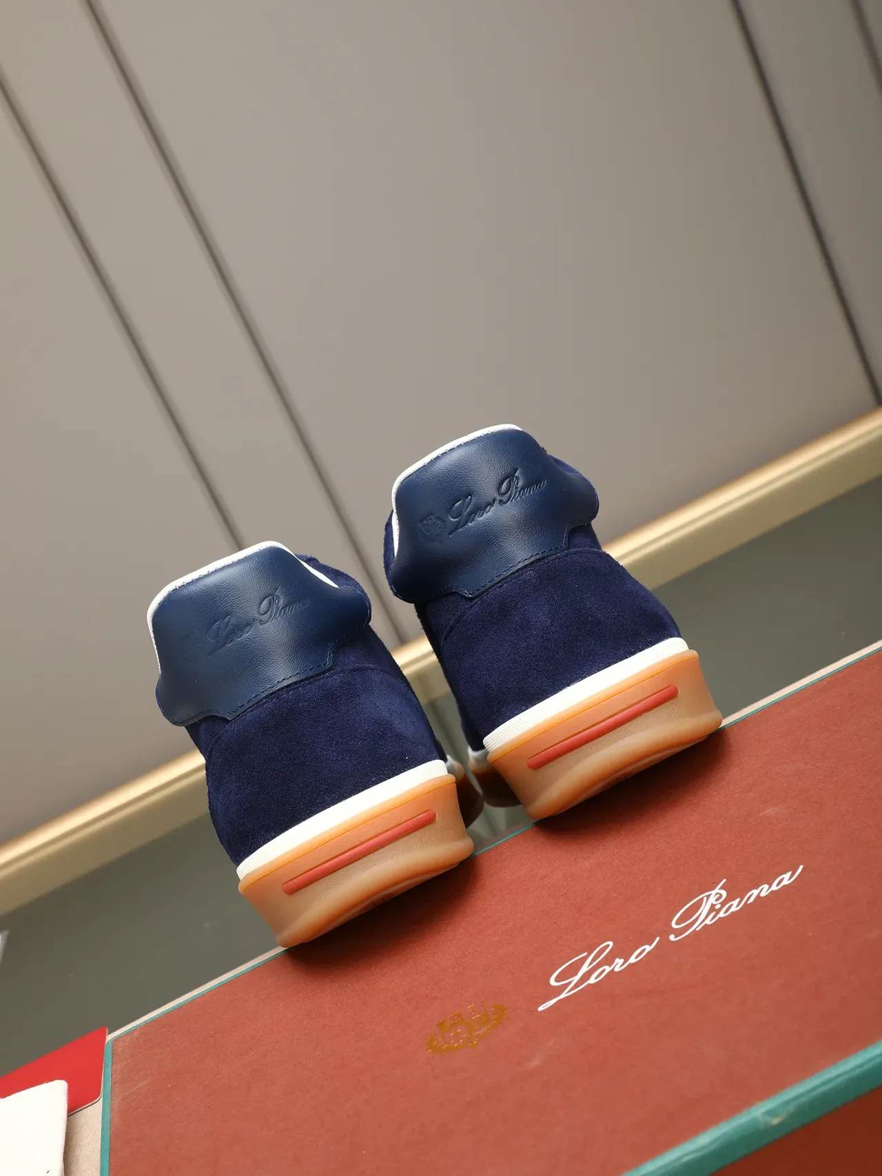 Navy Brown Suede Upper Gum Rubber Sole Sneakers 3