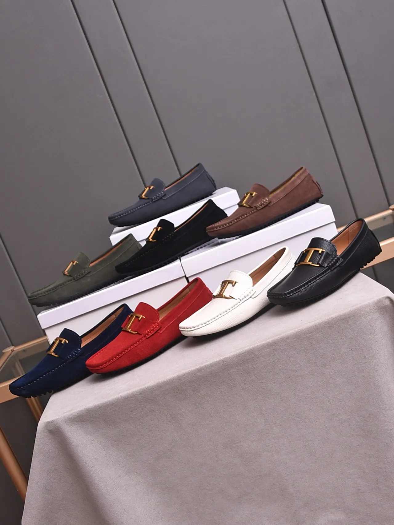 Navy Gold Suede Bit Hardware Loafer 2