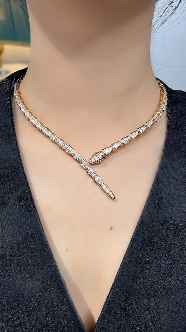 Pavé-Set Geometric V-Shape Diamond Necklace 4