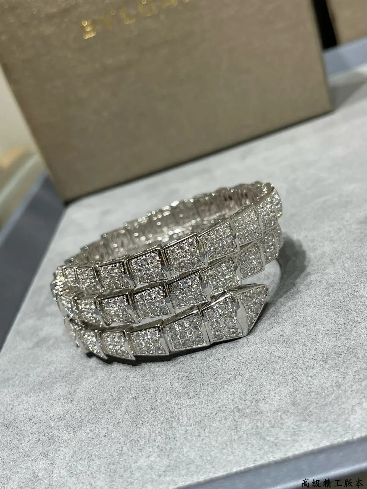 Pave-Set Multi-Row Geometric Bangle Bracelet 5