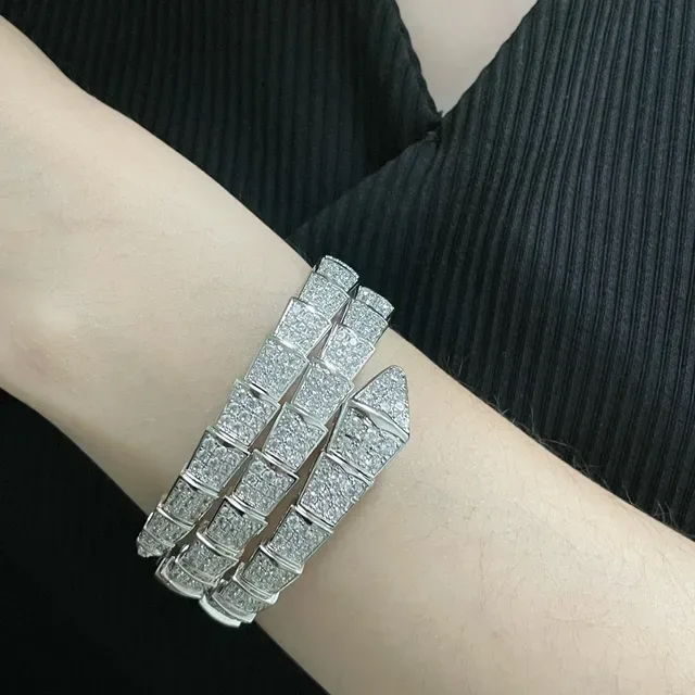 Pave-Set Multi-Row Geometric Bangle Bracelet 7