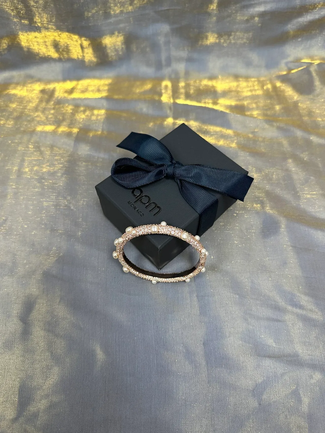 Pearl and Crystal Embellished Rose-Gold Cuff Bracelet 6