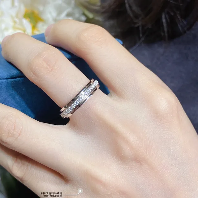 Anel Piaget Possession ouro prata dupla banda rotativa Pavé diamante 8
