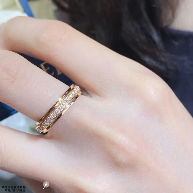 Anel Piaget Possession ouro prata dupla banda rotativa Pavé diamante 9