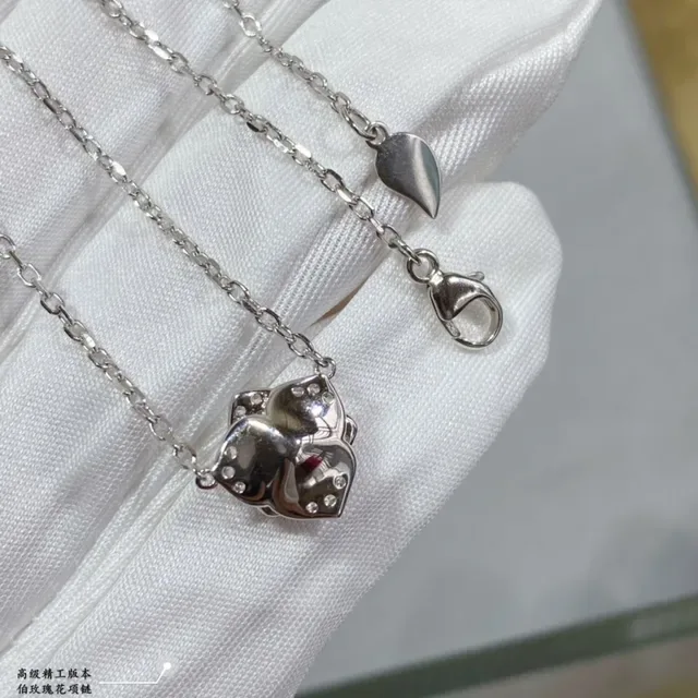 Piaget Rose Silver Transparent Floral Pendant Pavé-Set Crystals Necklace 3