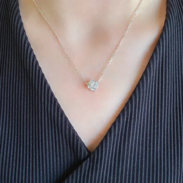 Piaget Rose Silver Transparent Floral Pendant Pavé-Set Crystals Necklace 9