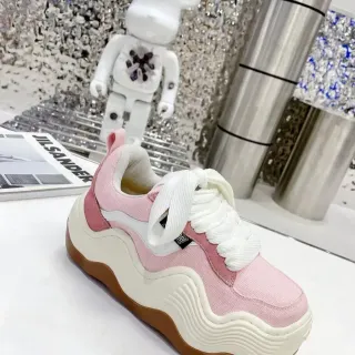 Pink and White Chunky Platform Sneaker