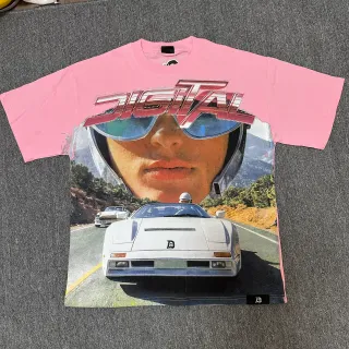 Pink Graphic-Print Racer-Inspired T-Shirt