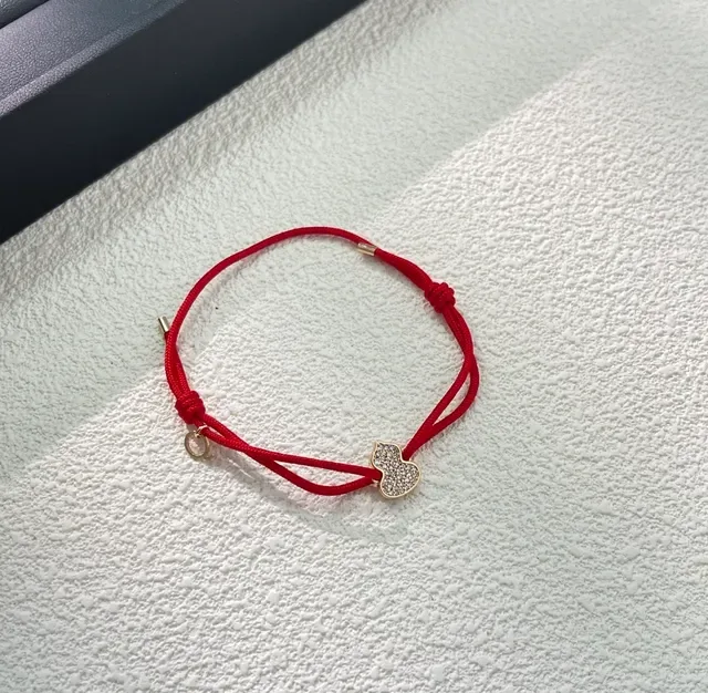 Red Braided Cord Pavé Crystal Charm Bracelet 3