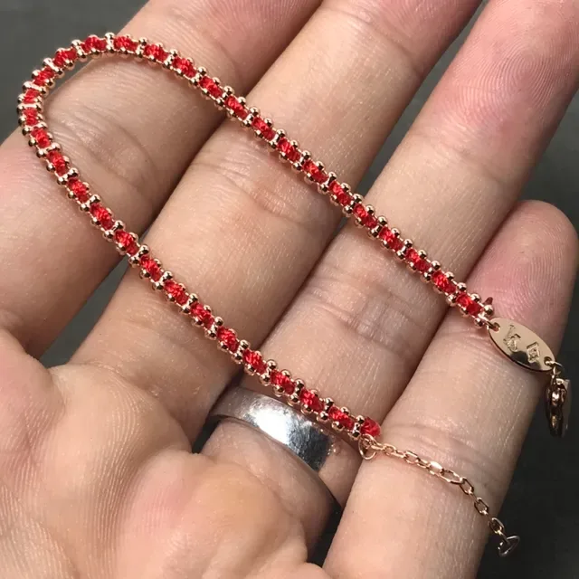 Red Channel-Set Stone Gold-Tone Toggle Clasp Bracelet 3