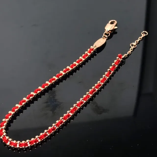 Red Channel-Set Stone Gold-Tone Toggle Clasp Bracelet 4