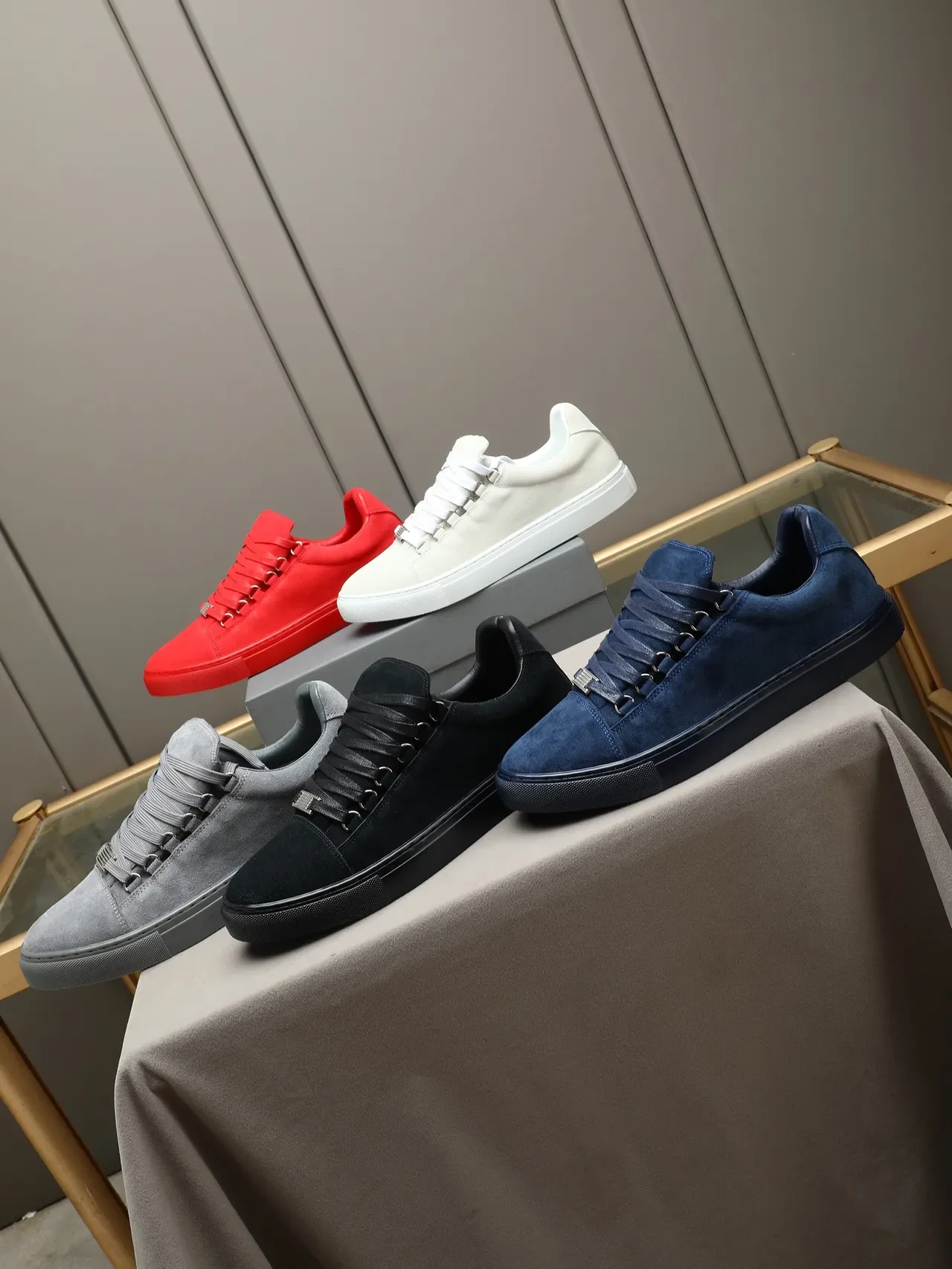 Red Suede Low-Top Lace-Up Sneaker 2