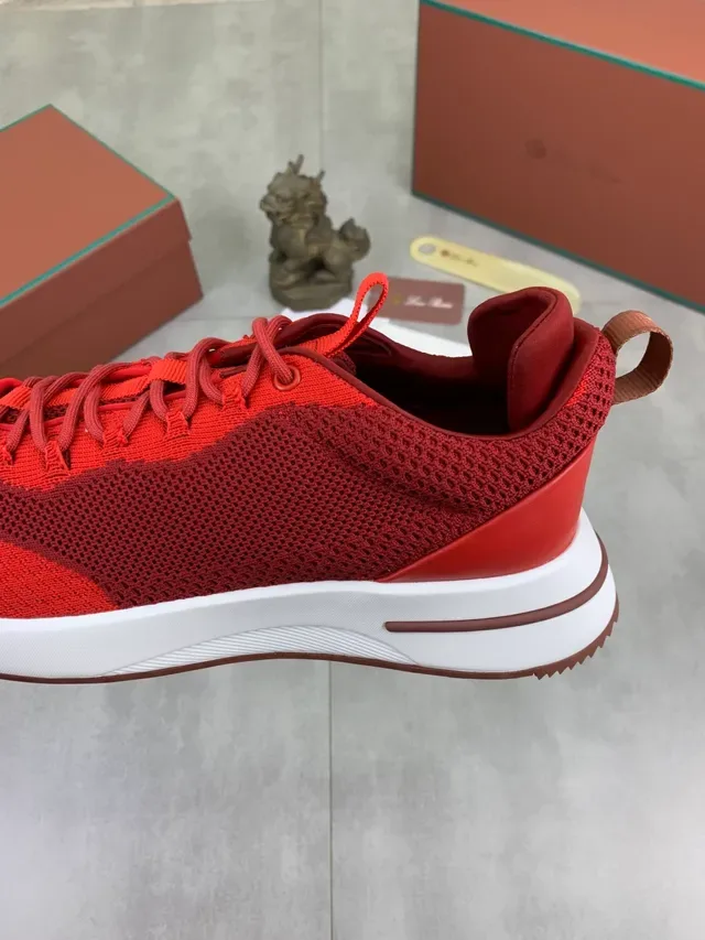 Red White Knit Upper Tonal Gradient Sneakers 4