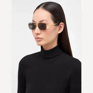 Rimless Rectangular Gold-Tone Sunglasses