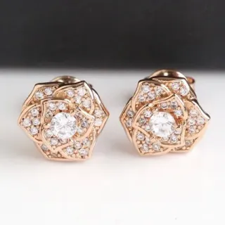 Rose Gold Floral Pavé Stud Earrings