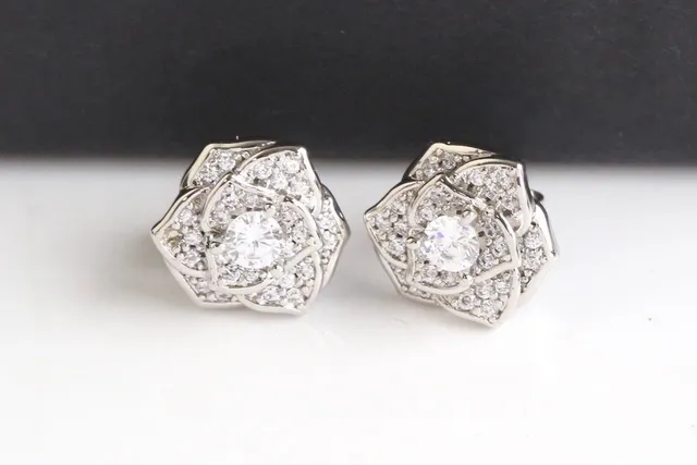 Rose Gold Floral Pavé Stud Earrings 6