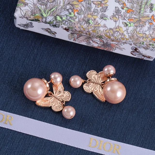 Rose-Gold Pearl Butterfly Dangle Earrings 3