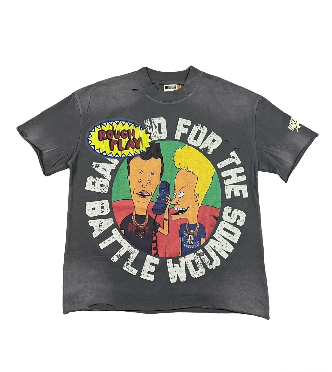 ROUGH Distressed Graphic Print Oversized T-Shirt 2