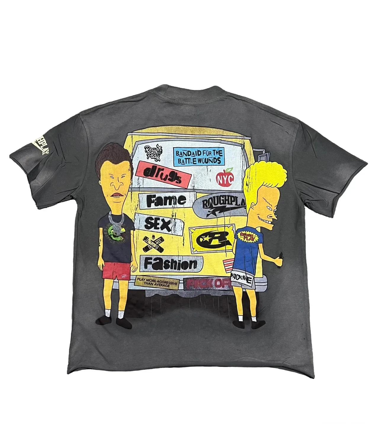 ROUGH Distressed Graphic Print Oversized T-Shirt 3
