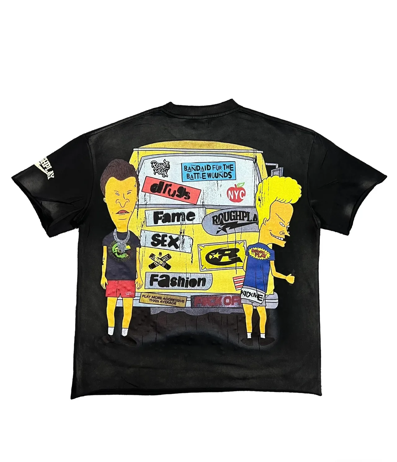 ROUGH Distressed Graphic Print Oversized T-Shirt 6
