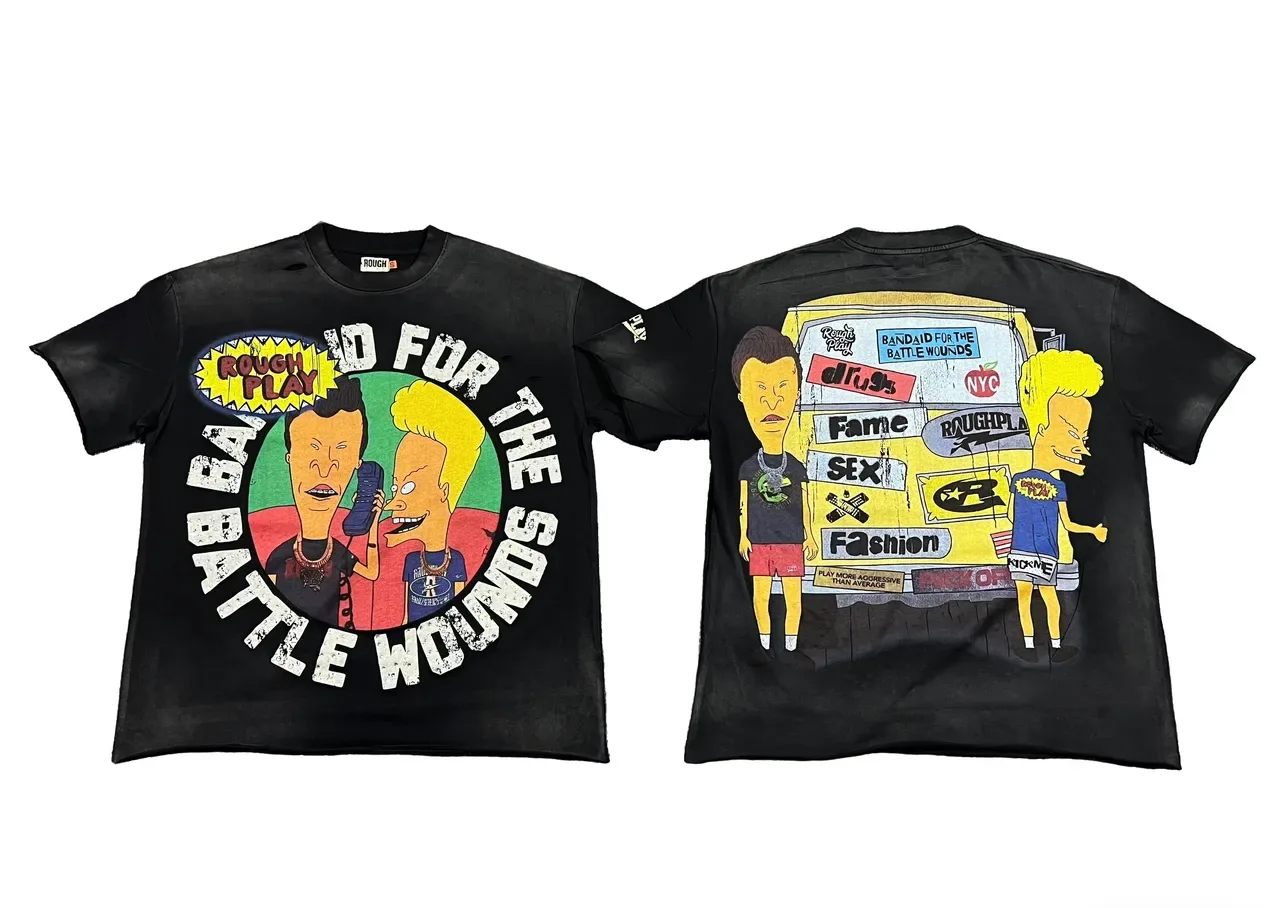 ROUGH Distressed Graphic Print Oversized T-Shirt 7