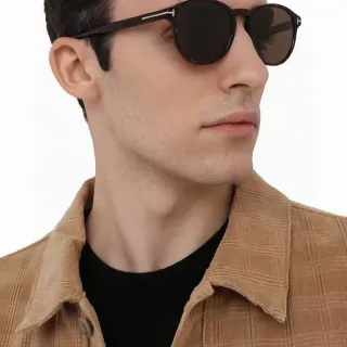 Round Acetate Frame Gradient Lens Sunglasses