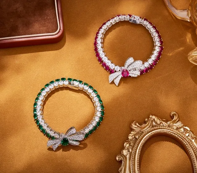 Ruby and Diamond Bow-Motif Gem-Set Bracelet 3
