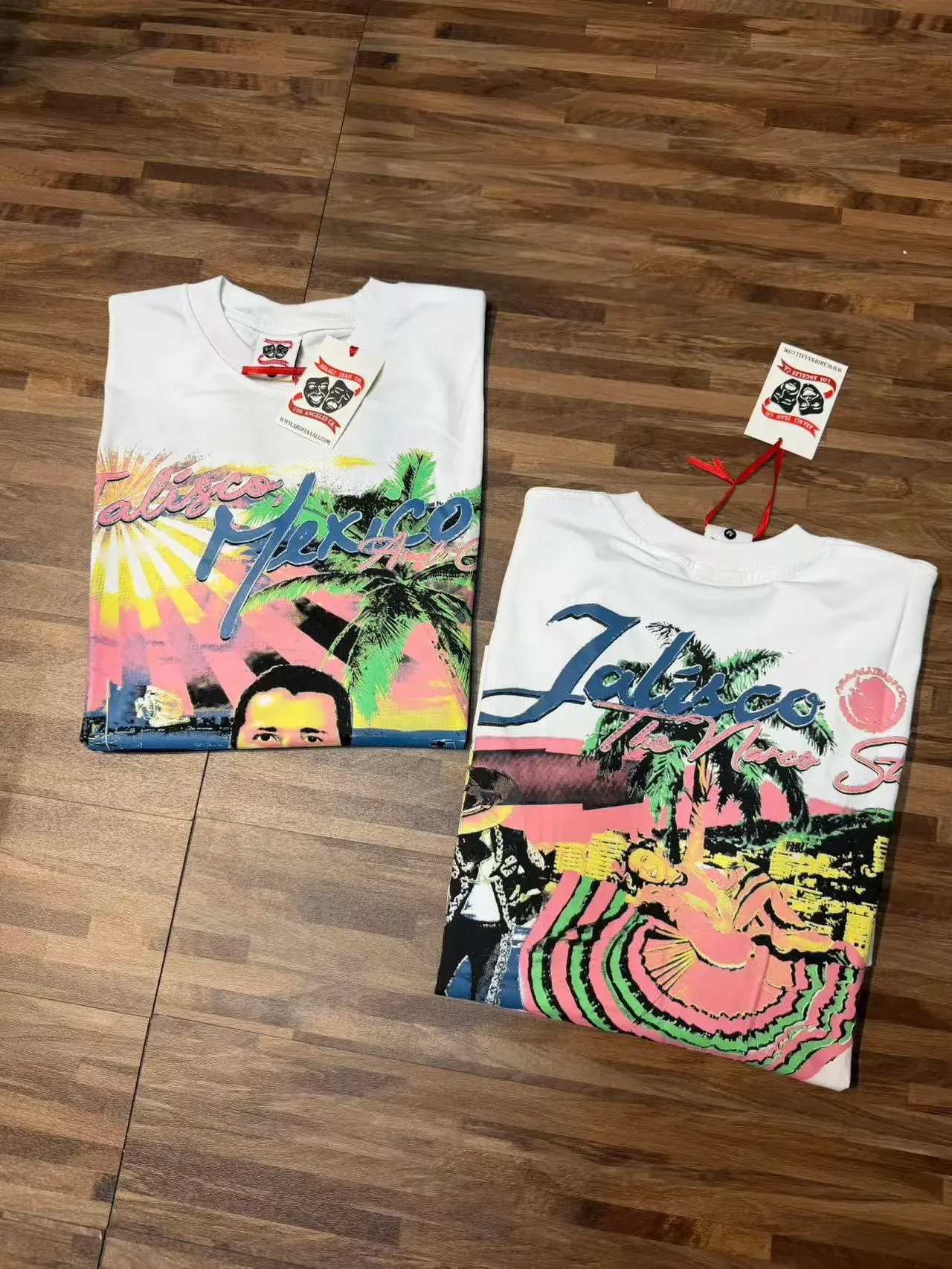 Sakali Jean Co. Jalisco Mexico Disco Graphic Print White T-Shirt 2
