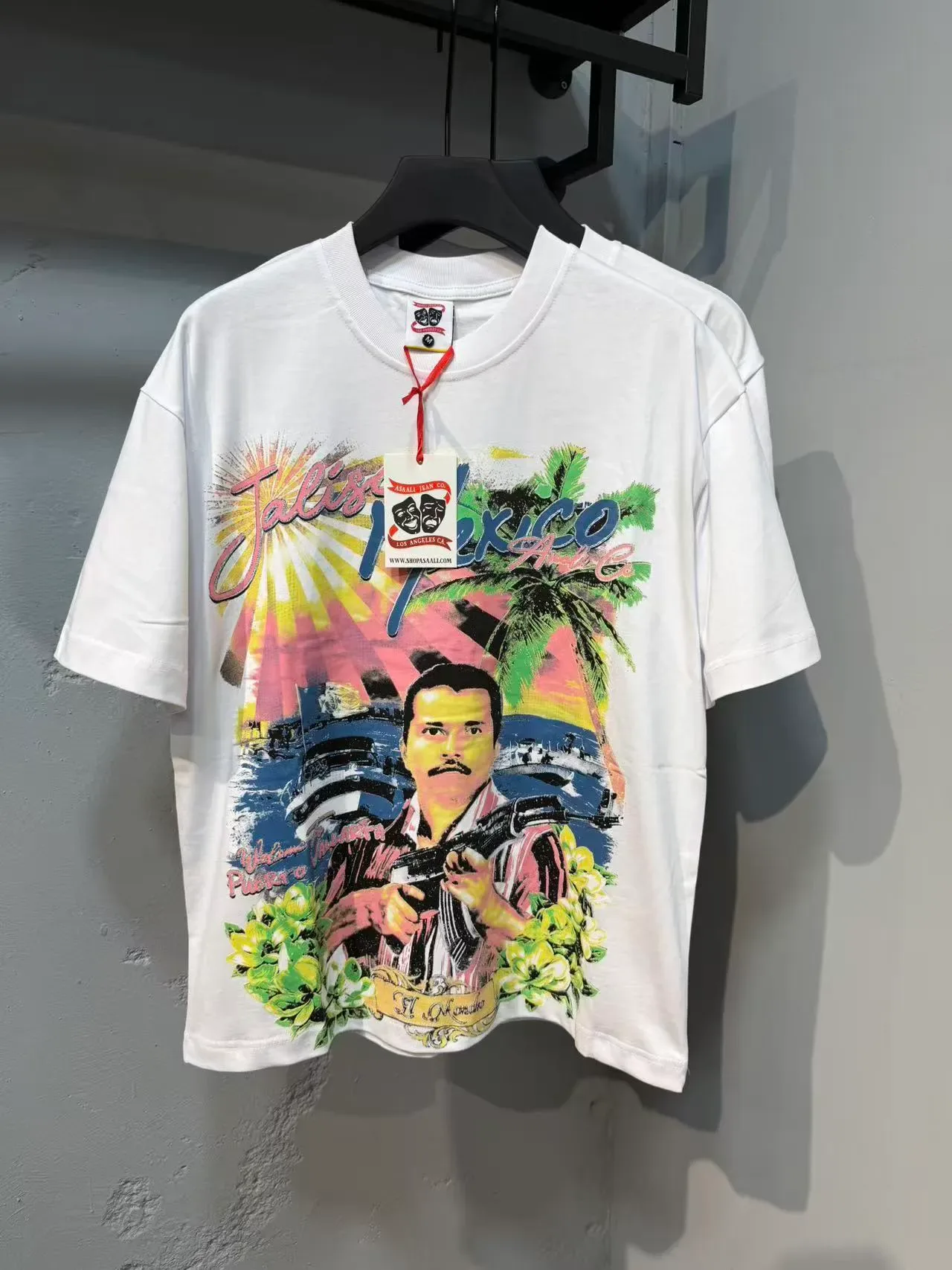 Sakali Jean Co. Jalisco Mexico Disco Graphic Print White T-Shirt 3