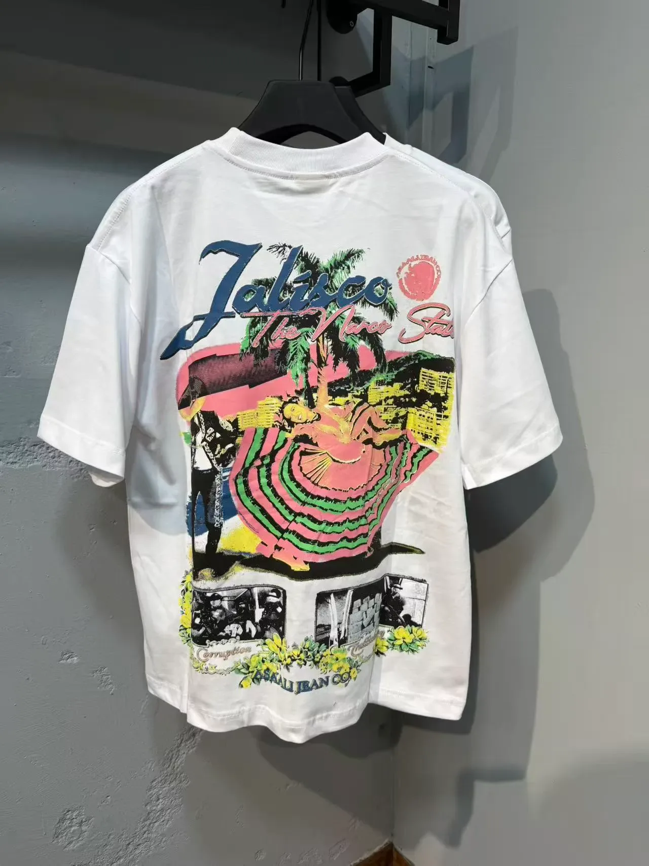 Sakali Jean Co. Jalisco Mexico Disco Graphic Print White T-Shirt 4