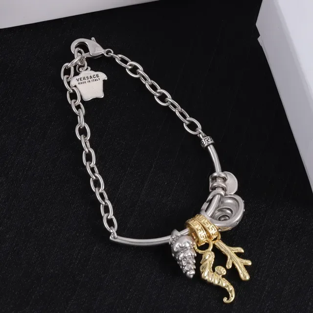 Silver and Gold Tone Multi-Charm Chain Bracelet 6