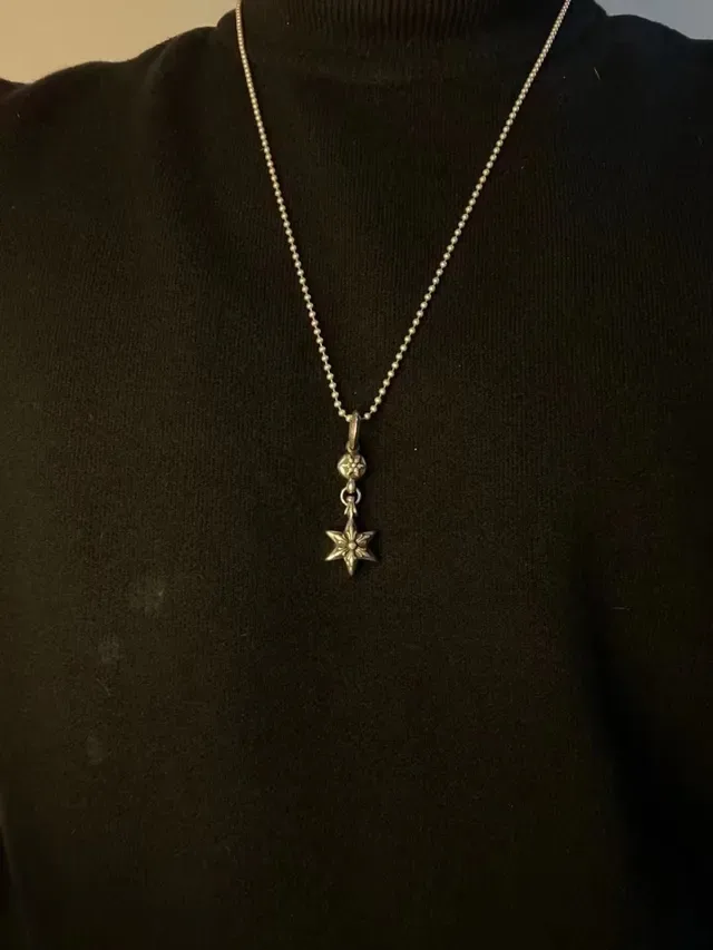 Silver Ball Chain Star Pendant Necklace 2