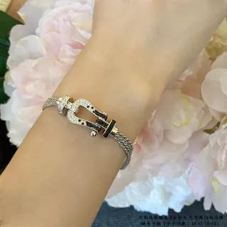 سوار فضي أسود برابط سلسلة Pavé-Set