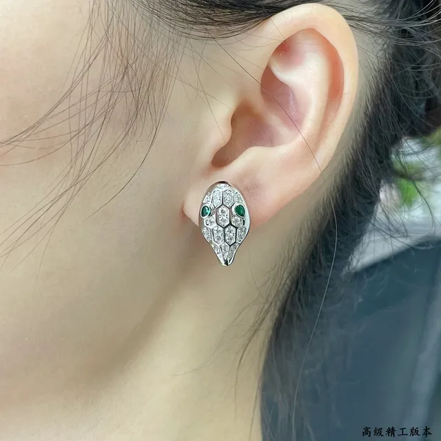 Silver Blue Snake-Head Silhouette Pavé-Set Stones Earrings 9