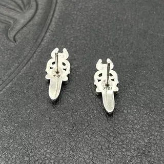 Silver Dagger-Style Asymmetrical Stud Earrings 3