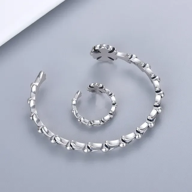Silver Floral Open Adjustable Ring 3