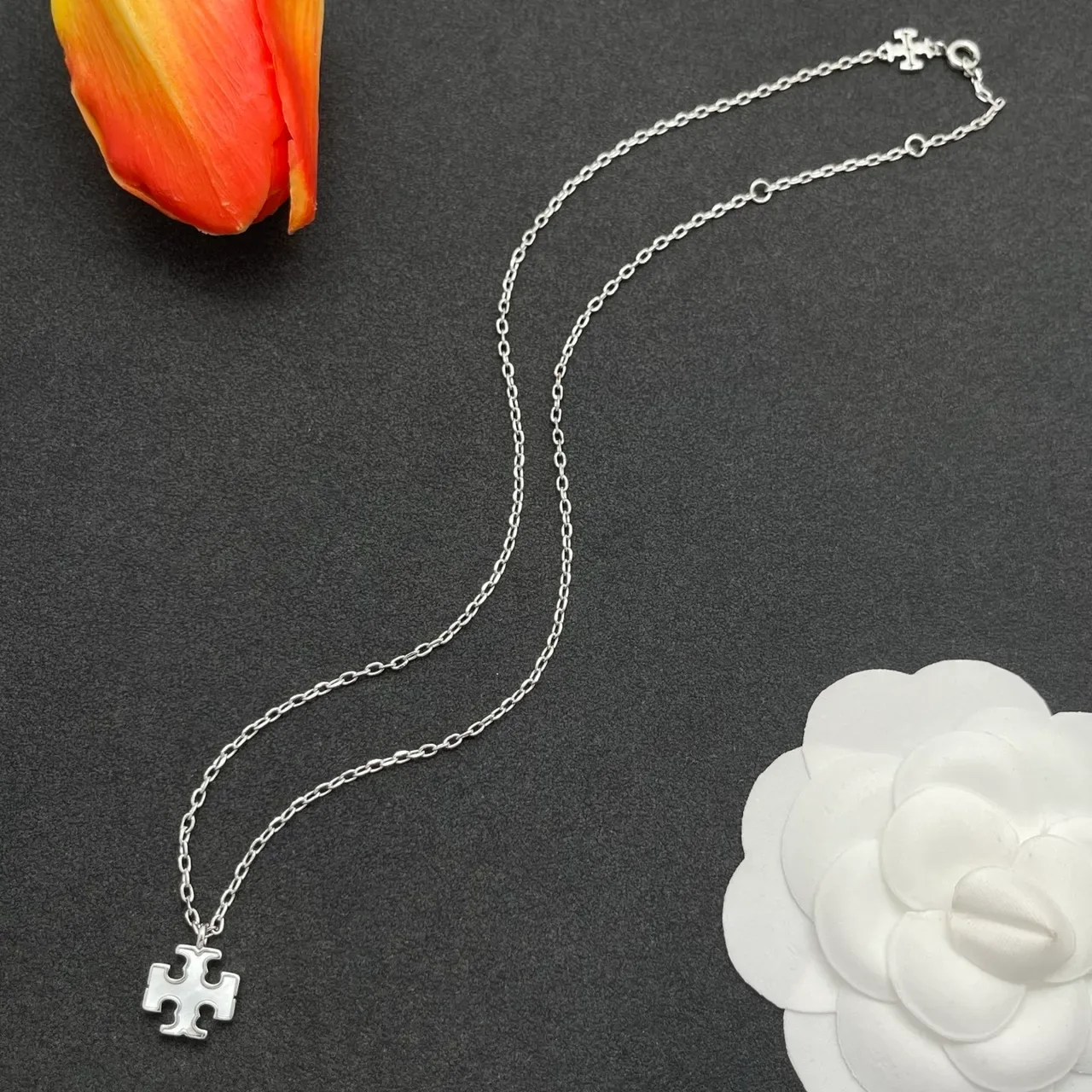 Silver Geometric Cross Pendant Necklace 7