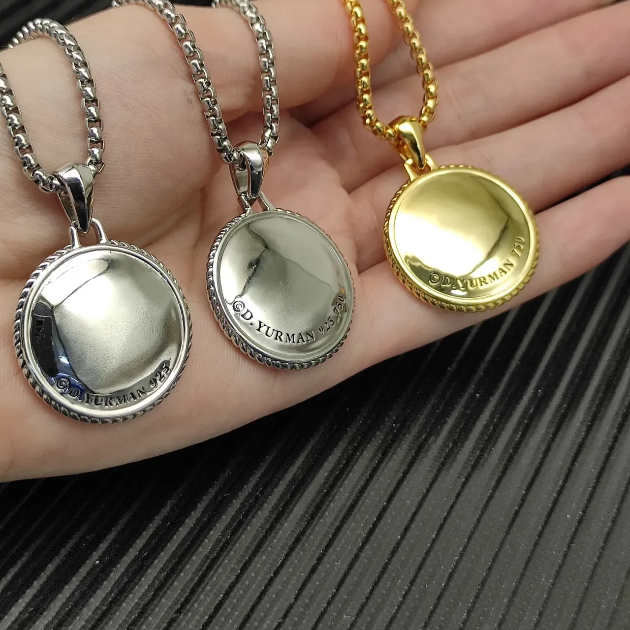Silver Gold Compass Rose Motif Beaded Edge Bezel Necklace 5