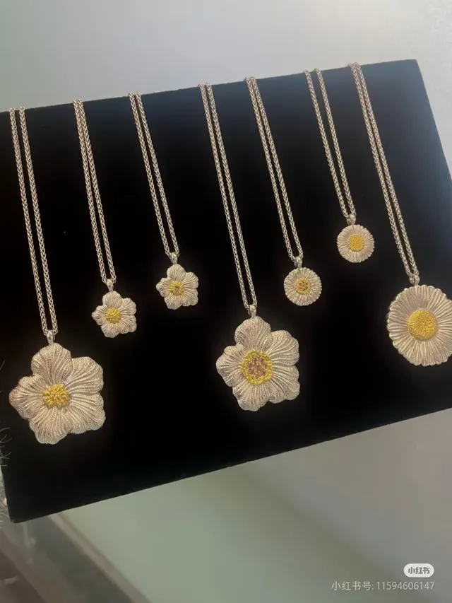 Silver Gold Floral Pendant Textured Petal Detail Necklace 8