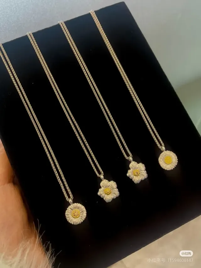 Silver Gold Floral Pendant Textured Petal Detail Necklace 9