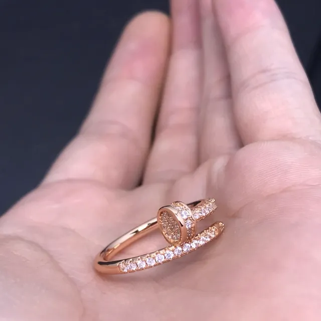 Silver Gold Pavé-Set Nailhead-Inspired Ring 4