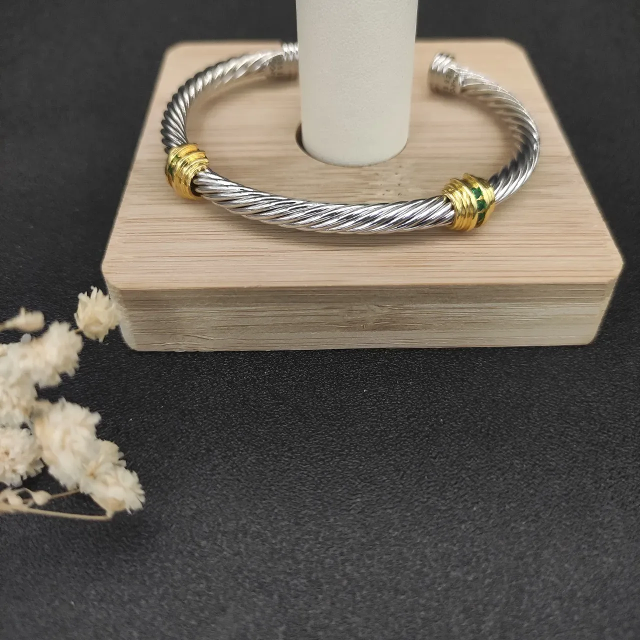 Silver Gold Twisted Cable Cuff-Style Bracelet 6