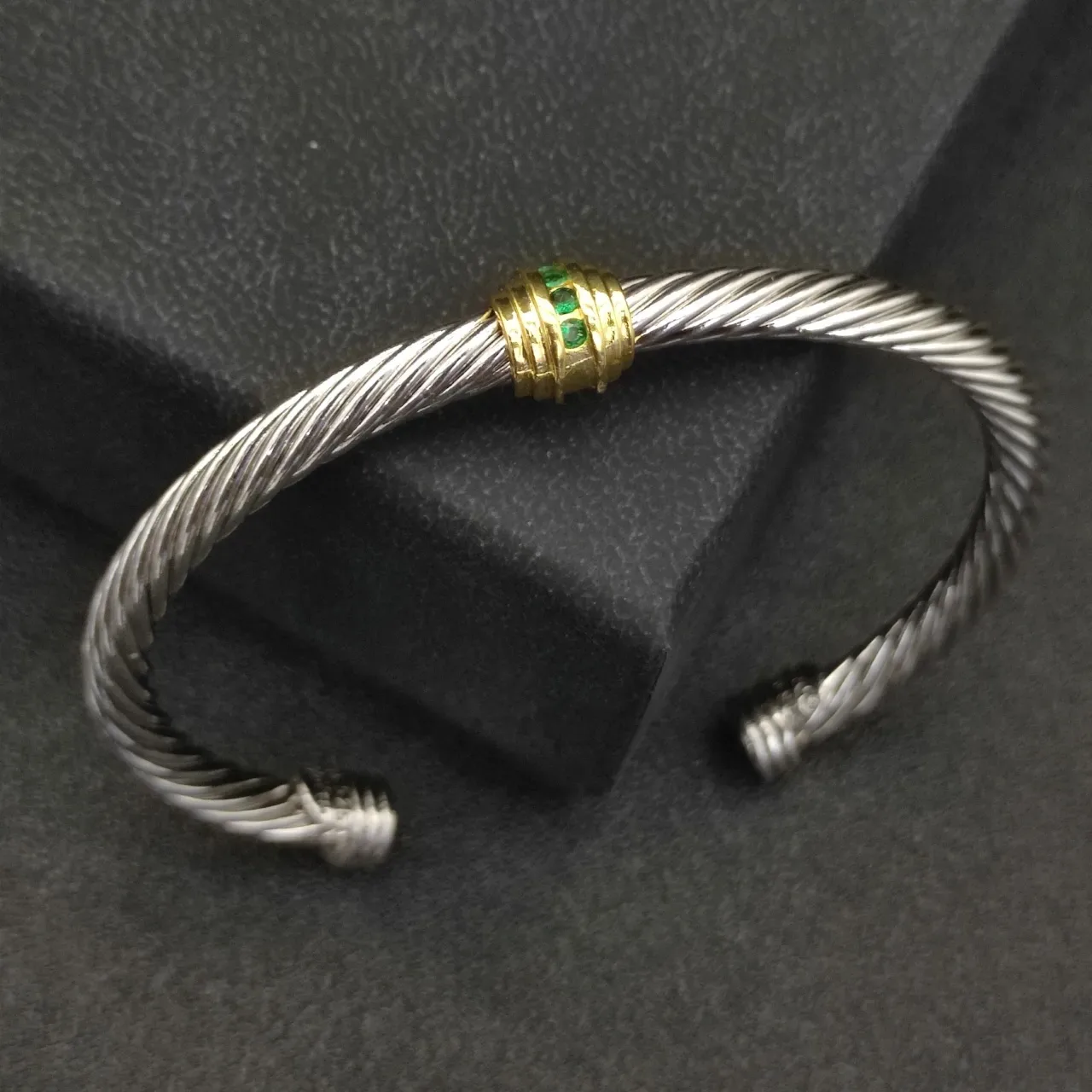 Silver Gold Twisted Cable Cuff-Style Bracelet 8