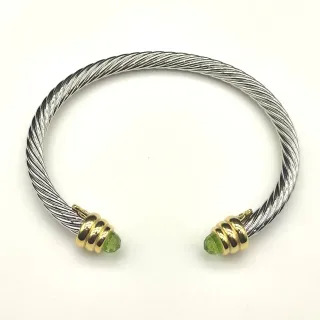 Pulsera de Cable Trenzado con Terminales en Plata y Oro
