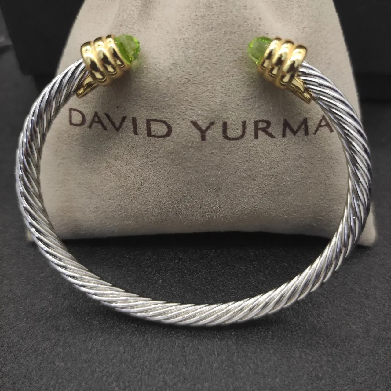 Silver Gold Twisted Cable Terminals Bracelet 3
