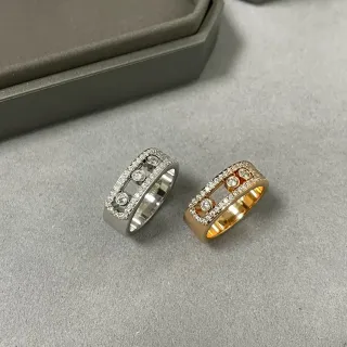 Silver Gold Wide Band Channel-Set Center Stones Ring — accessories wholesale supplier photo
