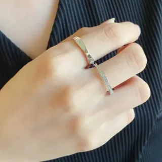 Silver-Tone Asymmetrical Pavé-Set Stackable Rings
