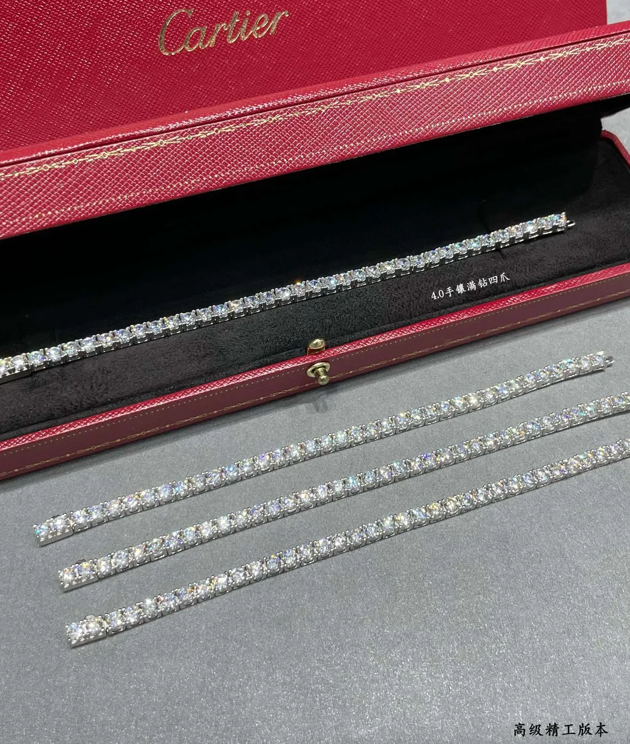 Silver-Tone Full-Pavé Four-Prong Multi-Row Bangle Bracelet 3